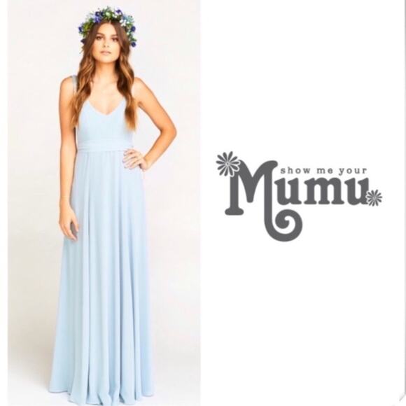 NWT Show Me Your Mumu Jenn steel blue Maxi Dress XXS - Picture 4 of 9